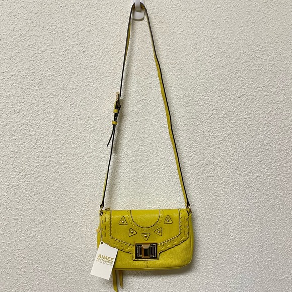 NWT Aimee Kestenberg Pebble Leather Yellow Crossbody Bag - Picture 3 of 13